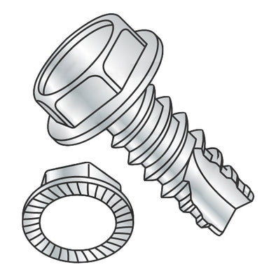 10-16 x 1/2 Unslot Indented Hex Washer Serrated Thread Cut Screw Type 25 Full Thred Zinc-Bolt Demon