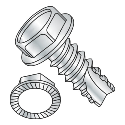 10-16 x 1/2 Unslot Indented Hex Washer Serrated Thread Cut Screw Type 25 Full Thred Zinc-Bolt Demon