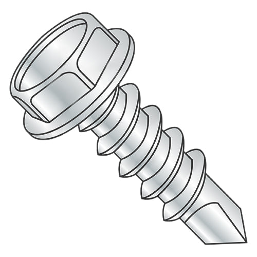 3/8-12 x 1 3/4 Unslotted Indented Hexwasher Self Drill Screw Full Thread Zinc & Bake-Bolt Demon
