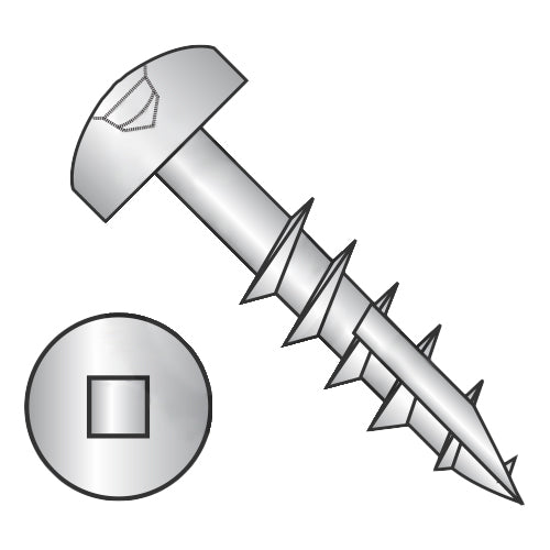 7-12 x 1 1/2 Square Drive Pan Head Deep Thread Screw Type 17 2/3 Thread Zinc-Bolt Demon