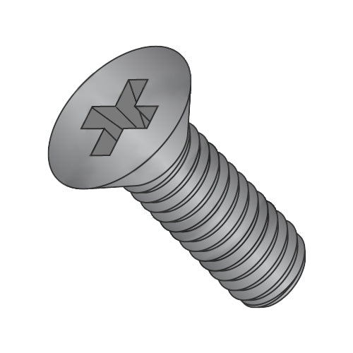 M2.5-0.45 x 4 DIN 965 & ISO 7046 Metric Phillips Flat Machine Screw Full Thread Black Ox & Oil-Bolt Demon