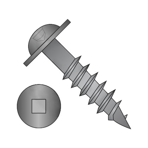 8 x 1 1/2 Square Drive Round Washer Head Deep Thread Wood Screw 2/3 Thread Black Oxide-Bolt Demon