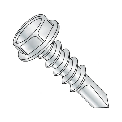 5/16-12 x 1 Unslotted Hexwasher Number 4 Point Self Drill Screw Full Thread Zinc & Bake-Bolt Demon