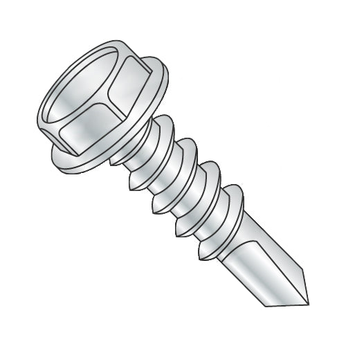 5/16-12 x 1 Unslotted Hexwasher Number 4 Point Self Drill Screw Full Thread Zinc & Bake-Bolt Demon