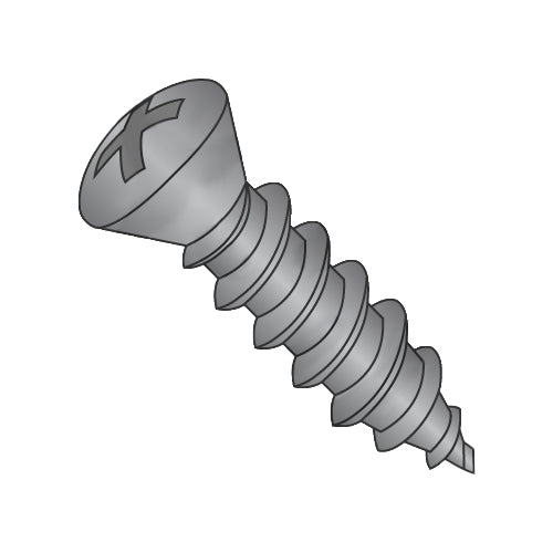 8-18 x 1/2 Phillips Oval Self Tapping Screw Type AB Number Six Head Fully Thrd Black Oxide-Bolt Demon