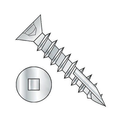 6-13 x 1 Flat Head Nibbed Square Drive Deep Thread Wood Screw Type 17 Full Thrd Zinc-Bolt Demon
