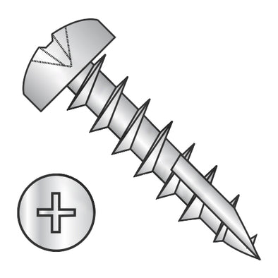 6-13 x 1 Phillips Pan Deep Thread Screw Type 17 point Full Thread Zinc-Bolt Demon