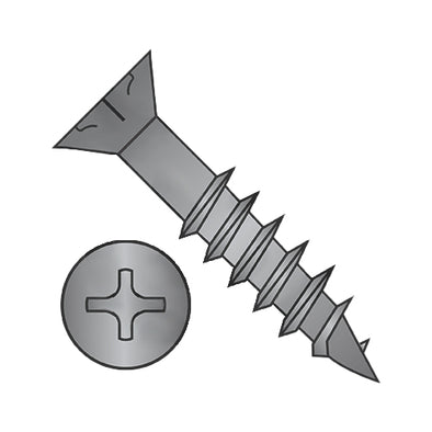 9-10 x 2 1/2 Phillips Flat Head w/Nibs Deep Thread Wood Screw 2/3 Threaded Black Oxide-Bolt Demon