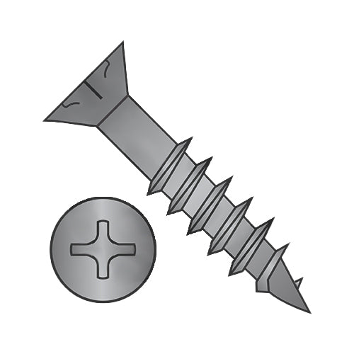 9-10 x 2 1/2 Phillips Flat Head w/Nibs Deep Thread Wood Screw 2/3 Threaded Black Oxide-Bolt Demon