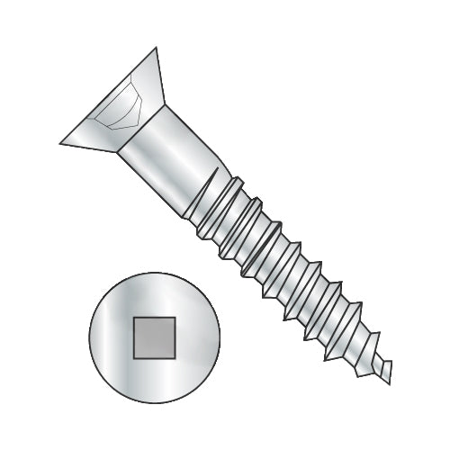 14-10 x 4 Square Drive Flat Head Full Body Wood Screw 2/3 Thread Zinc-Bolt Demon