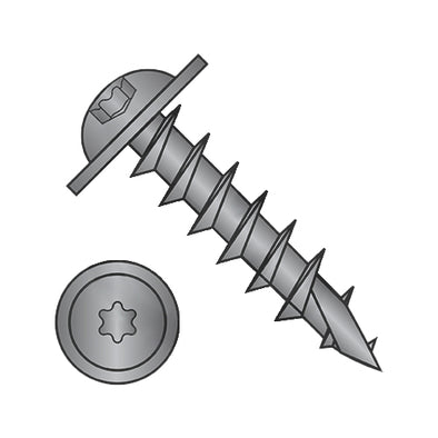 8-11 x 7/8 6-Lobe Round Washer Head Deep Thread Wood Screw Type 17 Full Thread Black Oxide-Bolt Demon