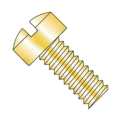 8-32 x 3/8 Slotted Fillister Head Machine Screw Fully Threaded Zinc Yellow-Bolt Demon
