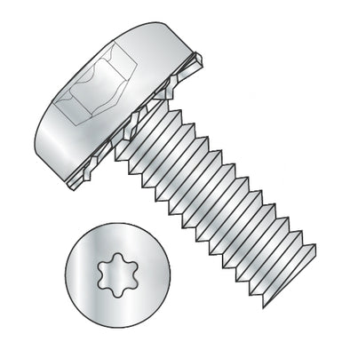 8-32 x 3/16 Six Lobe Pan Head External Tooth Sems Machine Screw Fully Threaded Zinc-Bolt Demon