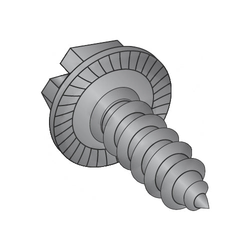 10-16 x 3/8 Indent Hex Washer Slot Self Tapping Screw Type AB Serrated Full Thread Black Ox-Bolt Demon