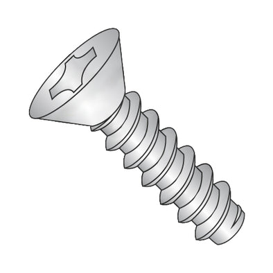 4-24 x 3/8 Phillips Flat Self Tapping Screw Type B Fully Threaded 18-8 Stainless Steel-Bolt Demon