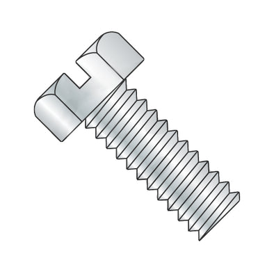 8-32 x 7/8 Slotted Indented Hex Head Machine Screw Fully Threaded Zinc-Bolt Demon