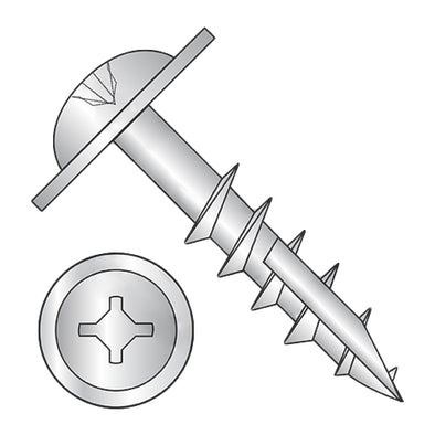 8-11 x 1 1/8 Phil Square #10 Round Washer Deep Thread Wood Screw Type 17 2/3 Thread Zinc-Bolt Demon