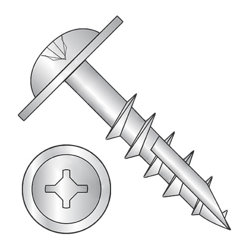 8-11 x 1 1/8 Phil Square #10 Round Washer Deep Thread Wood Screw Type 17 2/3 Thread Zinc-Bolt Demon