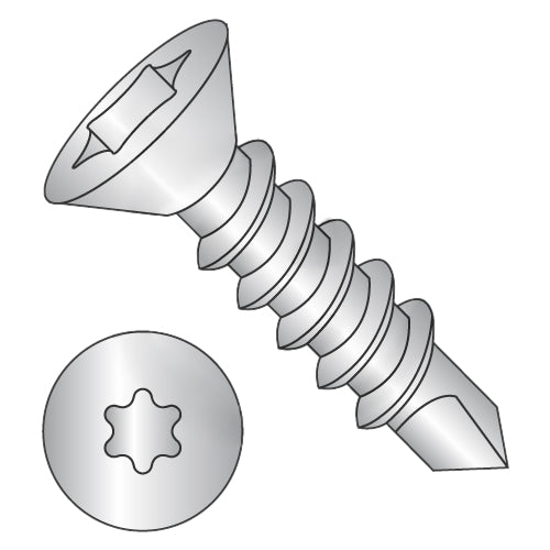 5/16-12 x 1 6-Lobe Flat Self Drilling Screw Fully Threaded 18-8 Stainless Steel-Bolt Demon