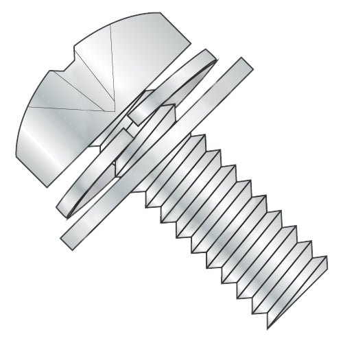 6-32 x 5/16 Phillips Pan Split Lock & Narrow Flat Washer Sems Fully Threaded Zinc-Bolt Demon