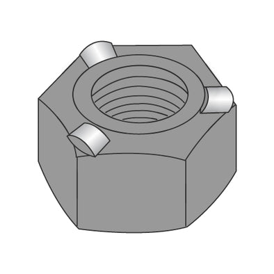 1/4-20 Hex Weld Nut With 3 Projections High Pilot Height Steel Plain-Bolt Demon