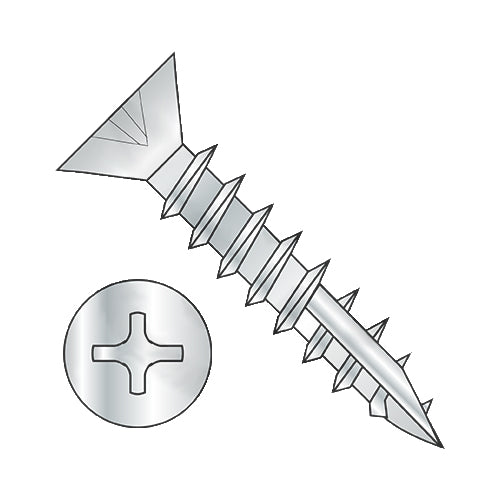 6 x 3/4 Phil Flat .260-.279 OD no Nibs Deep Thread Wood Screw Type17 Full Thrd Nickel-Bolt Demon