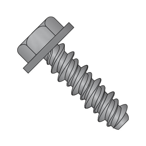 8-18 x 1/2 #6HD Unslotted Indented Hex Washer High Low Screw Fully Threaded Black Oxide-Bolt Demon