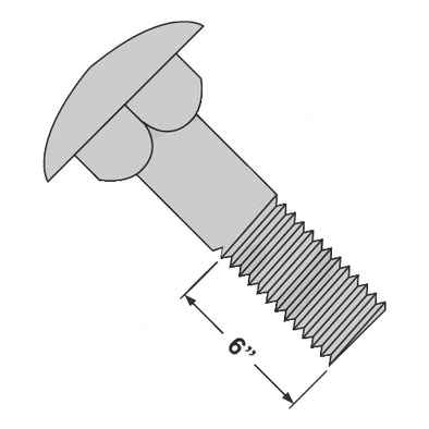 3/4-10 x 8 Carriage Bolt Galvanized Partially Threaded Under Sized Body-Bolt Demon