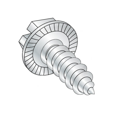 14-10 x 3/4 Slotted Indent Hex Washer Serrated Self Tap Screw Type A Full Thread Zinc-Bolt Demon