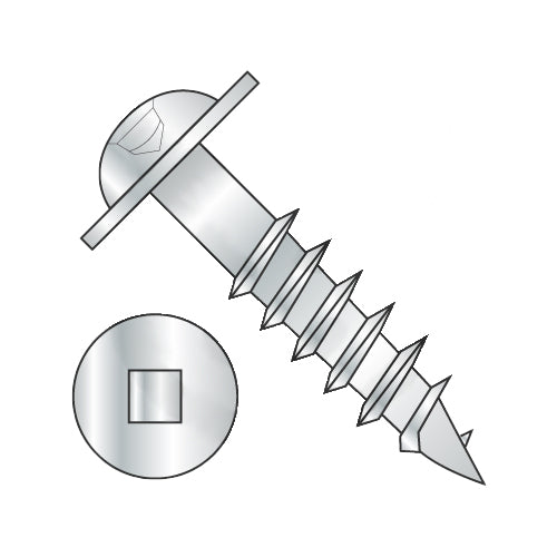 8 x 4 Square Drive Round Washer Head Deep Thread Wood Screw 2/3 Thread Zinc-Bolt Demon