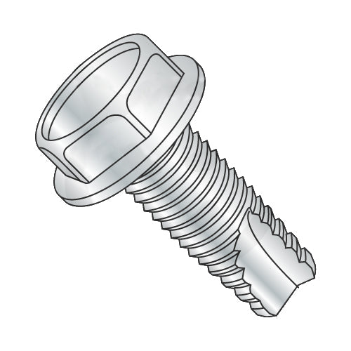 12-24 x 1 Unslotted Indented Hex Washer Thread Cutting Screw Type 23 Fully Threaded Zinc-Bolt Demon