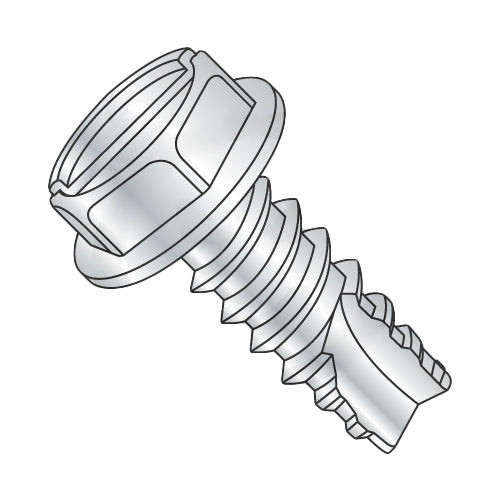 6-20 x 3/4 Slotted Indented Hex Washer Thread Cutting Screw Type 25 Full Threaded Zinc-Bolt Demon