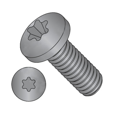 10-24 x 3/8 6-Lobe Pan Machine Screw Fully Threaded Black Zinc-Bolt Demon