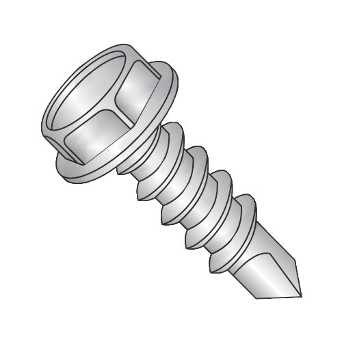 5/16-12 x 1 1/4 Unslotted Indent Hex Washer Self Drill Screw Full Thread 18-8 Stainless Steel-Bolt Demon