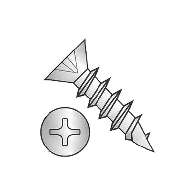 6 x 5/8 Phillips Flat Hinge Screw Coarse Thread Fully Threaded Steel Nickel Finish-Bolt Demon