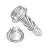10-24 x 3/4 Slotted Indented Hex Washer Serrated Self Drilling Screw Full Thread Zinc Bake-Bolt Demon