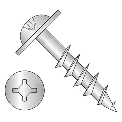8-11 x 1 3/4 Square Phillips Drive Round Washer Deep Thread Wood Screw 2/3 Thread Zinc-Bolt Demon