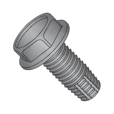 5/16-18 x 1 Unslotted Indent Hex Washer Thread Cutting Screw Type F Full Thread Black Oxide-Bolt Demon