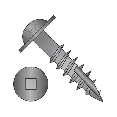 8-11 x 1 1/8 Square Drive Round Washer Head Deep Thread Type 17 Wood Screw 2/3 Thrd Black Ox-Bolt Demon