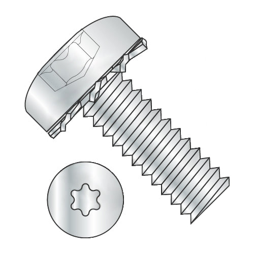 8-32 x 5/16 Six Lobe Pan Head External Tooth Sems Machine Screw Fully Threaded Zinc-Bolt Demon