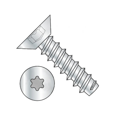 8-18 x 3/8 Six Lobe Flat Undercut Self Tapping Screw Type B Fully Threaded Zinc-Bolt Demon