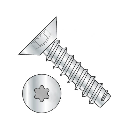 8-18 x 3/8 Six Lobe Flat Undercut Self Tapping Screw Type B Fully Threaded Zinc-Bolt Demon