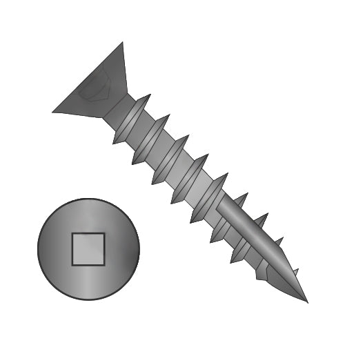 8-11 x 3/4 Square Drive Flat Head No Nibs Deep Thread Wood Screw Type 17 Full Thrd Black Ox-Bolt Demon