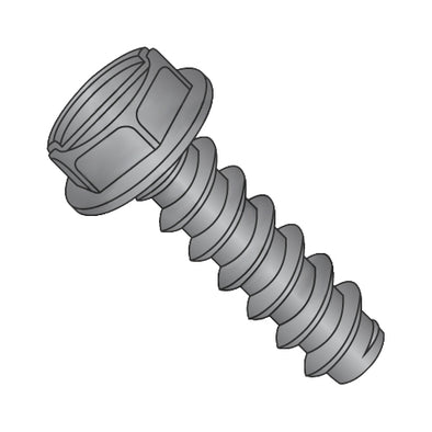 4-24 x 1/4 Slotted Indented Hex Washer Self Tapping Screw Type B Fully Threaded Black Oxide-Bolt Demon
