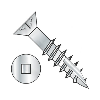 8 x 1 5/8 Flat Head Nibbed Square Drive Deep Thread Wood Screw Type 17 2/3 Thread Zinc & Bake-Bolt Demon