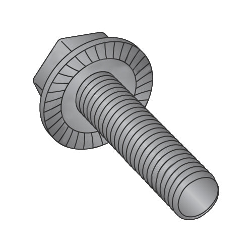 6-32 x 1/2 Serrated Hex Flanged Washer Full Thread Screw Black Oxide-Bolt Demon