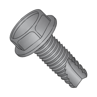 10-32 x 3/8 Unslotted Indented Hex Washer Thread Cutting Screw Type 23 Full Thread Black Oxide-Bolt Demon