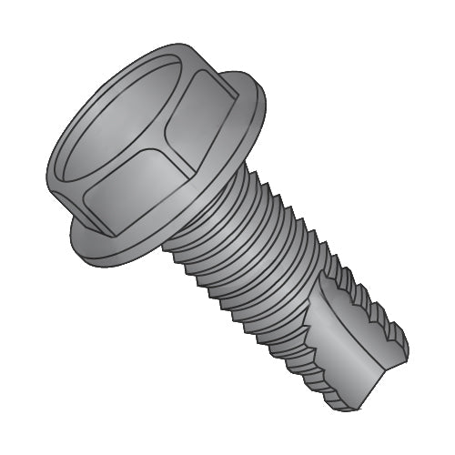 10-32 x 3/8 Unslotted Indented Hex Washer Thread Cutting Screw Type 23 Full Thread Black Oxide-Bolt Demon