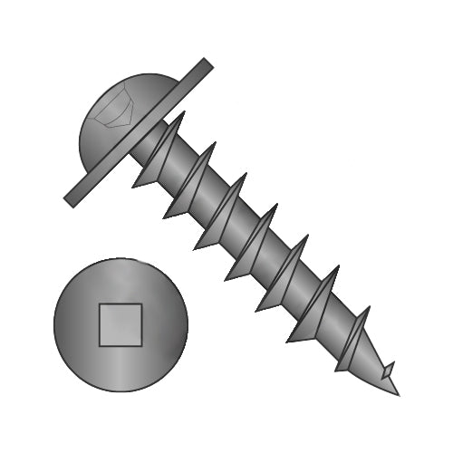 10-9 x 1 Square Drive Round Washer Head Deep Thread Wood Screw Full Thread Black Oxide-Bolt Demon