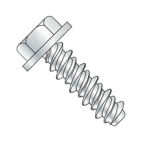 6-19 x 1 #5HD Unslotted Indented Hex Washer High Low Screw Fully Threaded Zinc-Bolt Demon